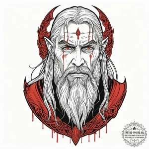 A neo-traditional portrait of a fierce uruk-h... - эскиз тату (№1752958428_0, 19.07.2025 20:53) — tattoo-photo.ru