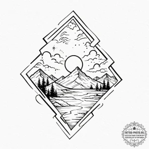 Tattoo design a fluid, abstract shape blendin... - эскиз тату (№1752959521_0, 19.07.2025 21:12) — tattoo-photo.ru