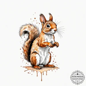 Tattoo design a whimsical squirrel or rabbit,... - эскиз тату (№1752959604_0, 19.07.2025 21:13) — tattoo-photo.ru