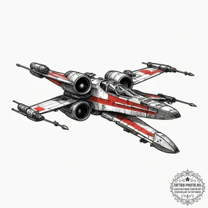26. neo-traditional tattoo of an x-wing fight... - эскиз тату (№1752961129_0, 19.07.2025 21:38) — tattoo-photo.ru