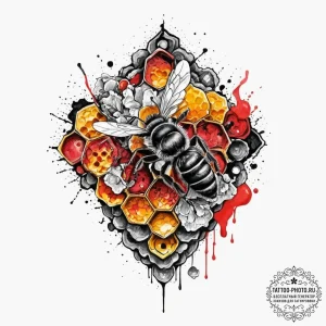 Honeycomb, tattoo sketch design, vibrant colo... - эскиз тату (№1752961553_0, 19.07.2025 21:45) — tattoo-photo.ru