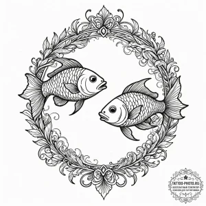 Tattoo design pisces fish, one made of glass,... - эскиз тату (№1752961974_0, 19.07.2025 21:52) — tattoo-photo.ru
