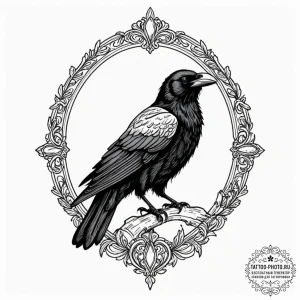 A linework tattoo of a raven, inspired by edg... - эскиз тату (№1752962481_0, 19.07.2025 22:01) — tattoo-photo.ru
