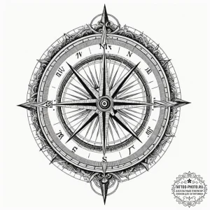 Tattoo design two halves of a compass that al... - эскиз тату (№1752964676_0, 19.07.2025 22:37) — tattoo-photo.ru