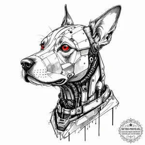 A sketch of the robotic "dog" from the black... - эскиз тату (№1752966195_0, 19.07.2025 23:03) — tattoo-photo.ru