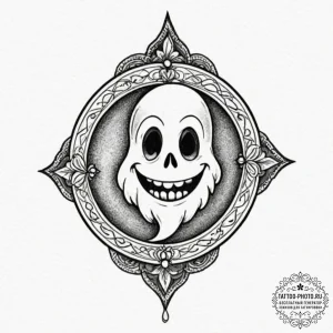 A minimalist tattoo of the "no-ghost" logo,,... - эскиз тату (№1752966783_0, 19.07.2025 23:13) — tattoo-photo.ru