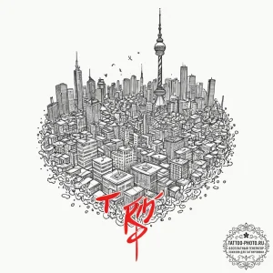 A linework design of the city names of the cr... - эскиз тату (№1752967626_0, 19.07.2025 23:27) — tattoo-photo.ru