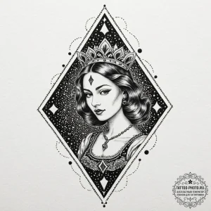Queen of spades, tattoo drawing outline, mute... - эскиз тату (№1752967711_0, 19.07.2025 23:28) — tattoo-photo.ru