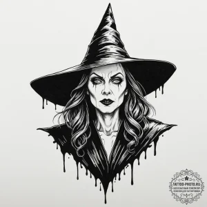 A sketch of the wicked witch of the west, mel... - эскиз тату (№1752968303_0, 19.07.2025 23:38) — tattoo-photo.ru