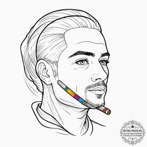 Straight razor, artistic tattoo sketch, linew... - эскиз тату (№1752968641_0, 19.07.2025 23:44) — tattoo-photo.ru