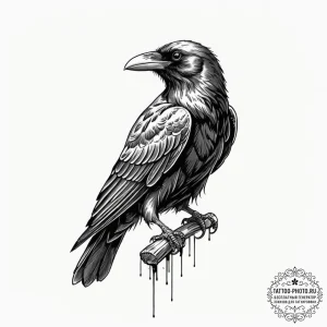 Black raven, tattoo sketch design, on a clean... - эскиз тату (№1752968725_0, 19.07.2025 23:45) — tattoo-photo.ru