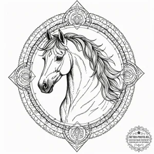 Horse, ink illustration for tattoo, on a clea... - эскиз тату (№1752969230_0, 19.07.2025 23:53) — tattoo-photo.ru