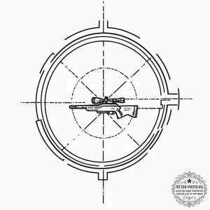 Tattoo design a futuristic sniper rifle scope... - эскиз тату (№1752969652_0, 20.07.2025 00:00) — tattoo-photo.ru