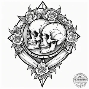 Tattoo sketch a simple drum stick on one, a c... - эскиз тату (№1752970158_0, 20.07.2025 00:09) — tattoo-photo.ru