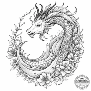 Tattoo design a capricorn goat-fish whose tai... - эскиз тату (№1752970579_0, 20.07.2025 00:16) — tattoo-photo.ru