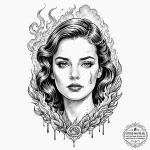 A watercolor sketch of shosanna's face projec... - эскиз тату (№1752971425_0, 20.07.2025 00:30) — tattoo-photo.ru