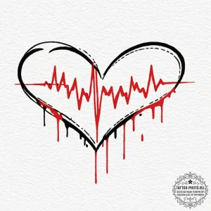 Tattoo sketch a minimalist heartbeat line., t... - эскиз тату (№1752972351_0, 20.07.2025 00:45) — tattoo-photo.ru