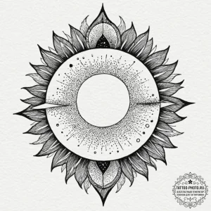 Tattoo design: a solar eclipse motif, with da... - эскиз тату (№1752973025_0, 20.07.2025 00:57) — tattoo-photo.ru