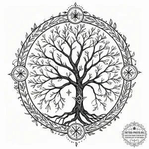 Tattoo sketch a blackwork tree of life with t... - эскиз тату (№1752973365_0, 20.07.2025 01:02) — tattoo-photo.ru