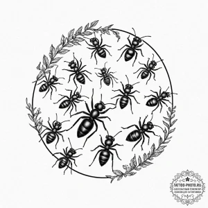 A linework tattoo of a "center for ants?!",,... - эскиз тату (№1752973957_0, 20.07.2025 01:12) — tattoo-photo.ru