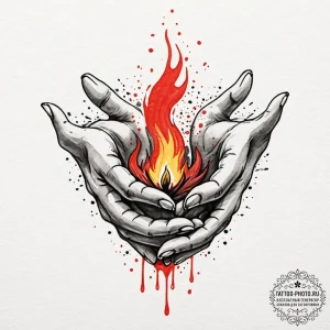 Tattoo design a pair of hands cupped together... - эскиз тату (№1752974299_0, 20.07.2025 01:18) — tattoo-photo.ru