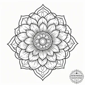 Tattoo design a single, blooming flower in a... - эскиз тату (№1752974379_0, 20.07.2025 01:19) — tattoo-photo.ru