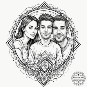 Tattoo design a simple, abstract "family port... - эскиз тату (№1752974716_0, 20.07.2025 01:25) — tattoo-photo.ru
