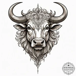 Tattoo sketch a stylized bull's head, solid a... - эскиз тату (№1752976511_0, 20.07.2025 01:55) — tattoo-photo.ru