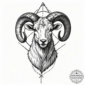 Aries, concept art for tattoo, sepia tone ske... - эскиз тату (№1752977599_0, 20.07.2025 02:13) — tattoo-photo.ru