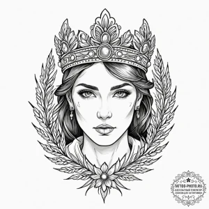 Tattoo design: a portrait of mokosh, with a s... - эскиз тату (№1752977762_0, 20.07.2025 02:16) — tattoo-photo.ru