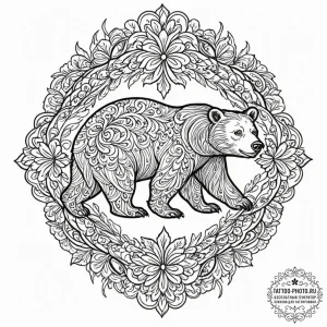 Bear, tattoo flash sheet design, ornamental t... - эскиз тату (№1752977923_0, 20.07.2025 02:18) — tattoo-photo.ru