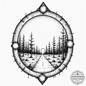 Tattoo sketch a glowing "loading zone" portal... - эскиз тату (№1752978510_0, 20.07.2025 02:28) — tattoo-photo.ru