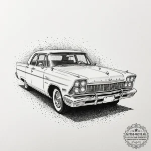 A graphic novel panel of the haunted plymouth... - эскиз тату (№1752978679_0, 20.07.2025 02:31) — tattoo-photo.ru