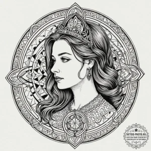A neo-traditional tattoo of the queen's gambi... - эскиз тату (№1752978931_0, 20.07.2025 02:35) — tattoo-photo.ru