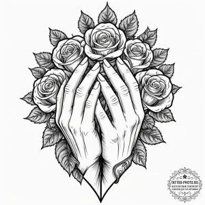 Tattoo design a stack of hands, each represen... - эскиз тату (№1752979519_0, 20.07.2025 02:45) — tattoo-photo.ru