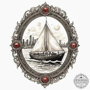 A watercolor sketch of the boat sailing away... - эскиз тату (№1752979688_0, 20.07.2025 02:48) — tattoo-photo.ru