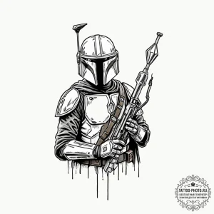 10. linework tattoo design of the mandalorian... - эскиз тату (№1752979771_0, 20.07.2025 02:49) — tattoo-photo.ru