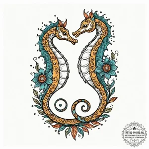 Tattoo sketch a small, stylized seahorse, sym... - эскиз тату (№1752980108_0, 20.07.2025 02:55) — tattoo-photo.ru