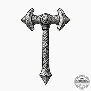 Tattoo sketch: perun's hammer used as a prote... - эскиз тату (№1752980531_0, 20.07.2025 03:02) — tattoo-photo.ru