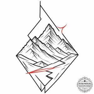 Tattoo sketch a mountain peak with a single,... - эскиз тату (№1752981039_0, 20.07.2025 03:10) — tattoo-photo.ru