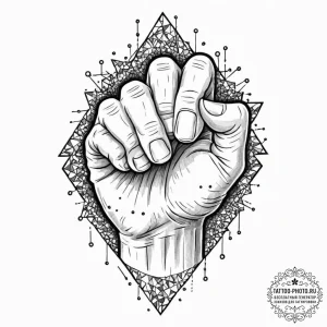 Tattoo sketch a stylized fist punching throug... - эскиз тату (№1752981290_0, 20.07.2025 03:14) — tattoo-photo.ru