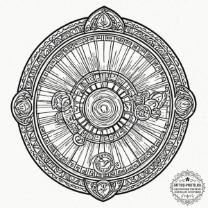 Tattoo design a stylized arcade token with a... - эскиз тату (№1752981459_0, 20.07.2025 03:17) — tattoo-photo.ru