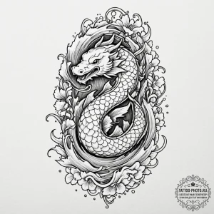 Fish, tattoo sketch design, on a clean white... - эскиз тату (№1752981628_0, 20.07.2025 03:20) — tattoo-photo.ru