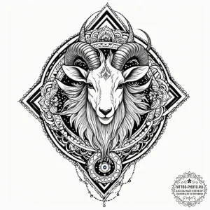 Tattoo design a capricorn goat-fish, half cov... - эскиз тату (№1752982472_0, 20.07.2025 03:34) — tattoo-photo.ru