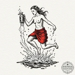 Tattoo sketch aquarius's water-bearer comical... - эскиз тату (№1752983063_0, 20.07.2025 03:44) — tattoo-photo.ru