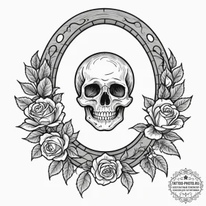 Horseshoe, artistic tattoo sketch, sepia tone... - эскиз тату (№1752983147_0, 20.07.2025 03:45) — tattoo-photo.ru