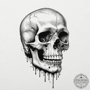 Skull, ink illustration for tattoo, on a clea... - эскиз тату (№1752983228_0, 20.07.2025 03:47) — tattoo-photo.ru