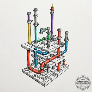 Tattoo design a classic platformer level layo... - эскиз тату (№1752983399_0, 20.07.2025 03:49) — tattoo-photo.ru