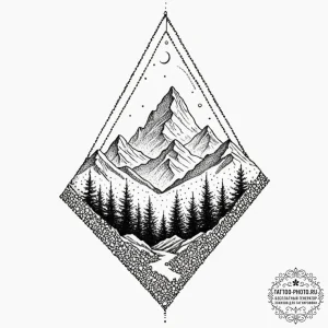 Tattoo sketch a small, minimalist mountain pe... - эскиз тату (№1752984749_0, 20.07.2025 04:12) — tattoo-photo.ru
