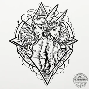 A neo-traditional tattoo of the main characte... - эскиз тату (№1752986018_0, 20.07.2025 04:33) — tattoo-photo.ru